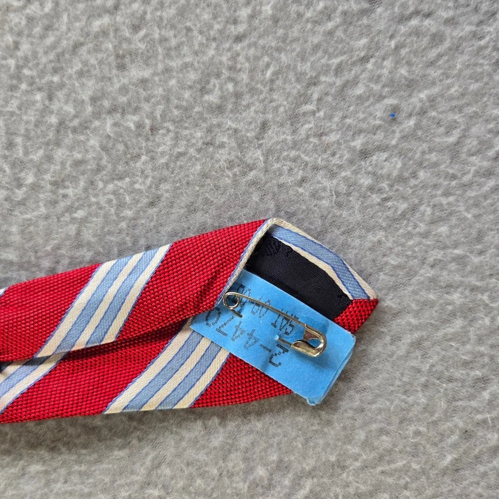 Brooks Brothers Necktie Mens OS Red Blue White Repp Stripe Silk Stain Resistant